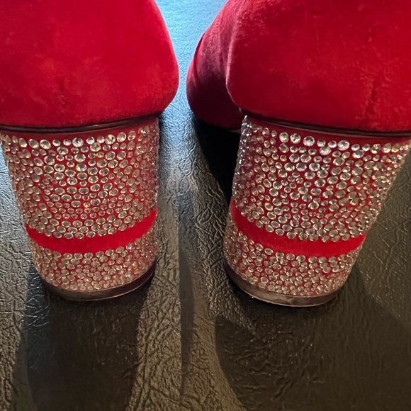 Stuart Weitzman size 6.5 suede sock booties with crystal embedded block heel - Picture 2 of 9